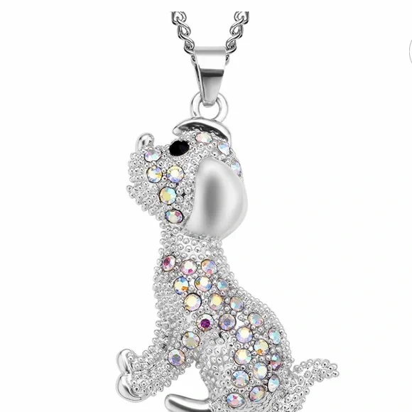 Black and Mystic White Austrian Crystal Dog Pendant
Necklace 29-31 Inches! - Picture 1 of 11